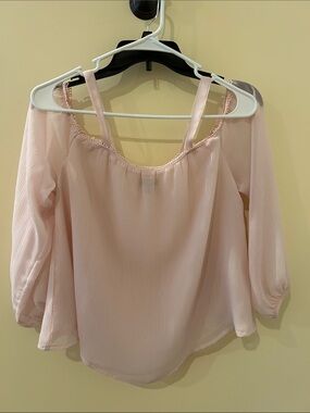 Express Blush Pink Off-Shoulder Peasant Blouse